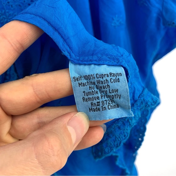 NWT JOHNNY WAS Embroidered Eyelet Tunic Blouse Royal Blue 2XL - Picture 6 of 7